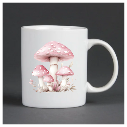 Pink Mushrooms Growing Forest Ground Vinyl Sticker Decal