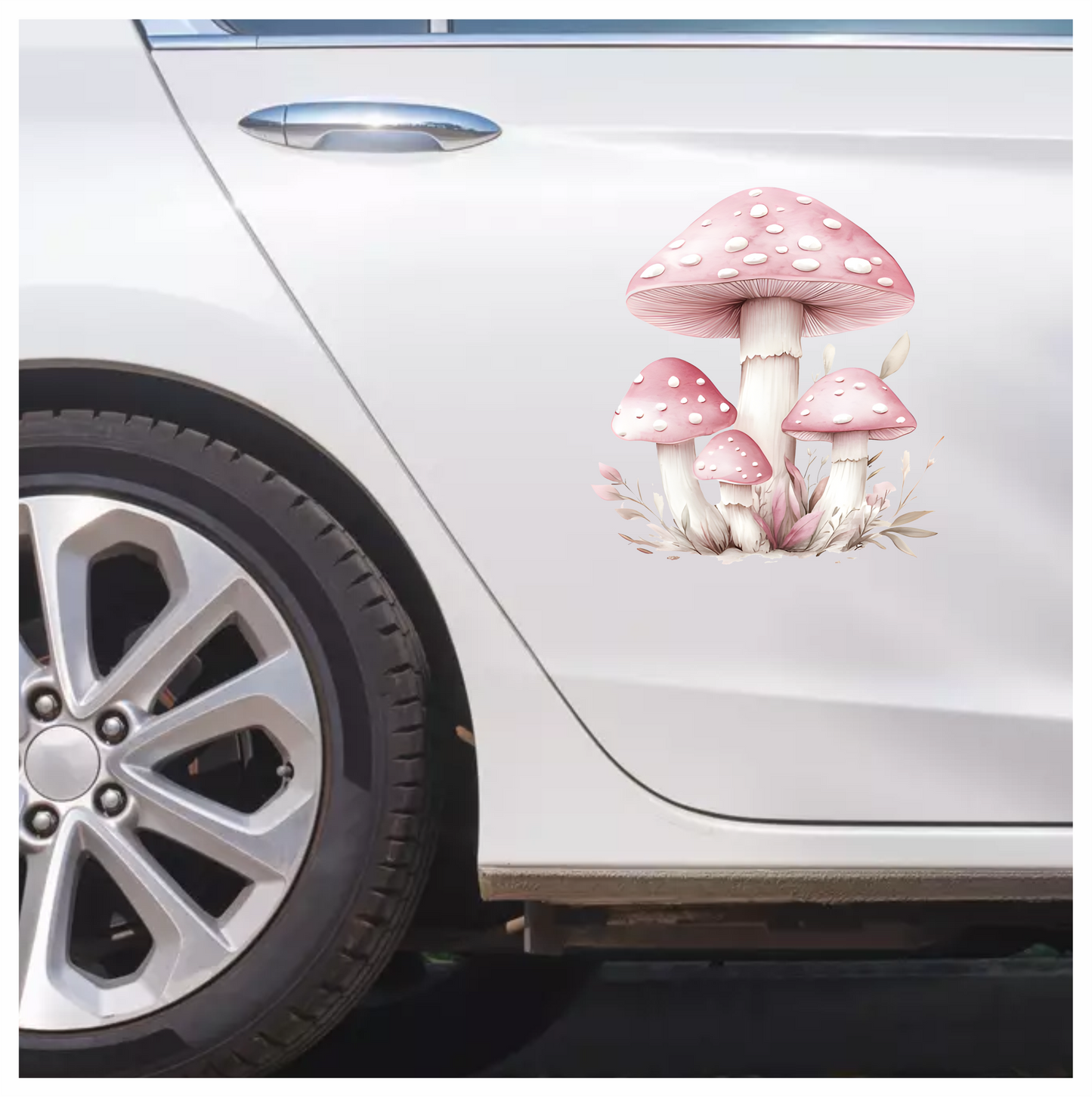 Pink Mushrooms Growing Forest Ground Vinyl Sticker Decal