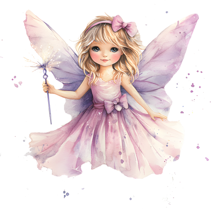 Fairy Girl Pink Dress Wings Vinyl Sticker Decal