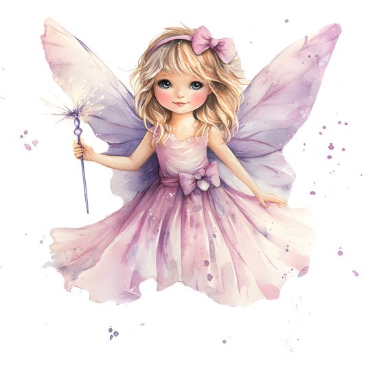 Fairy Girl Pink Dress Wings Vinyl Sticker Decal