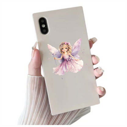 Fairy Girl Pink Dress Wings Vinyl Sticker Decal