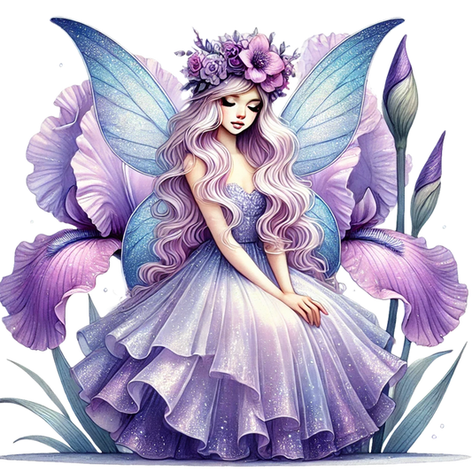 Fairy Purple Wings Flowers Dress Vinyl Sticker Decal