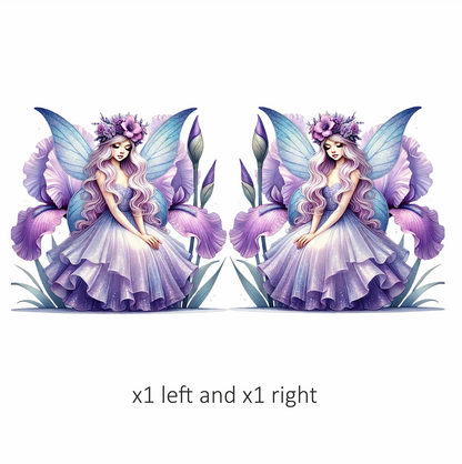 Fairy Purple Wings Flowers Dress Vinyl Sticker Decal