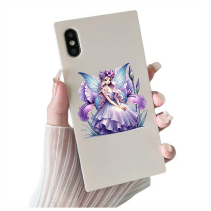 Fairy Purple Wings Flowers Dress Vinyl Sticker Decal