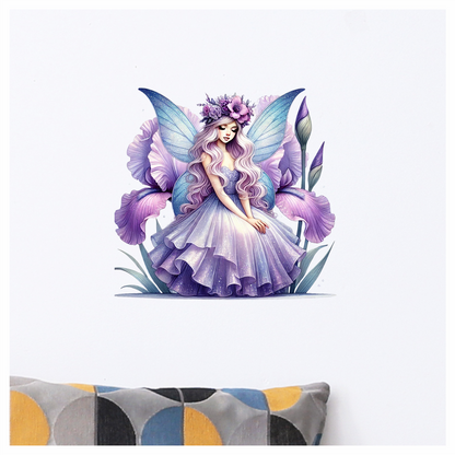 Fairy Purple Wings Flowers Dress Vinyl Sticker Decal