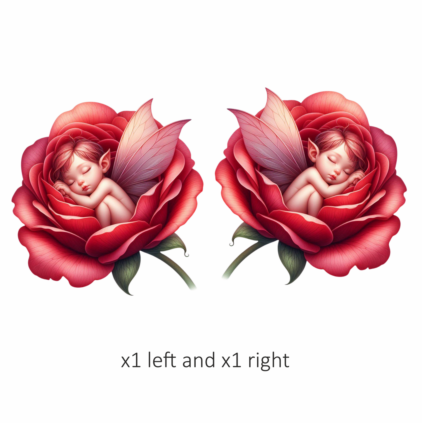 Red Fairy Baby Sleeping Rose Vinyl Sticker Decal