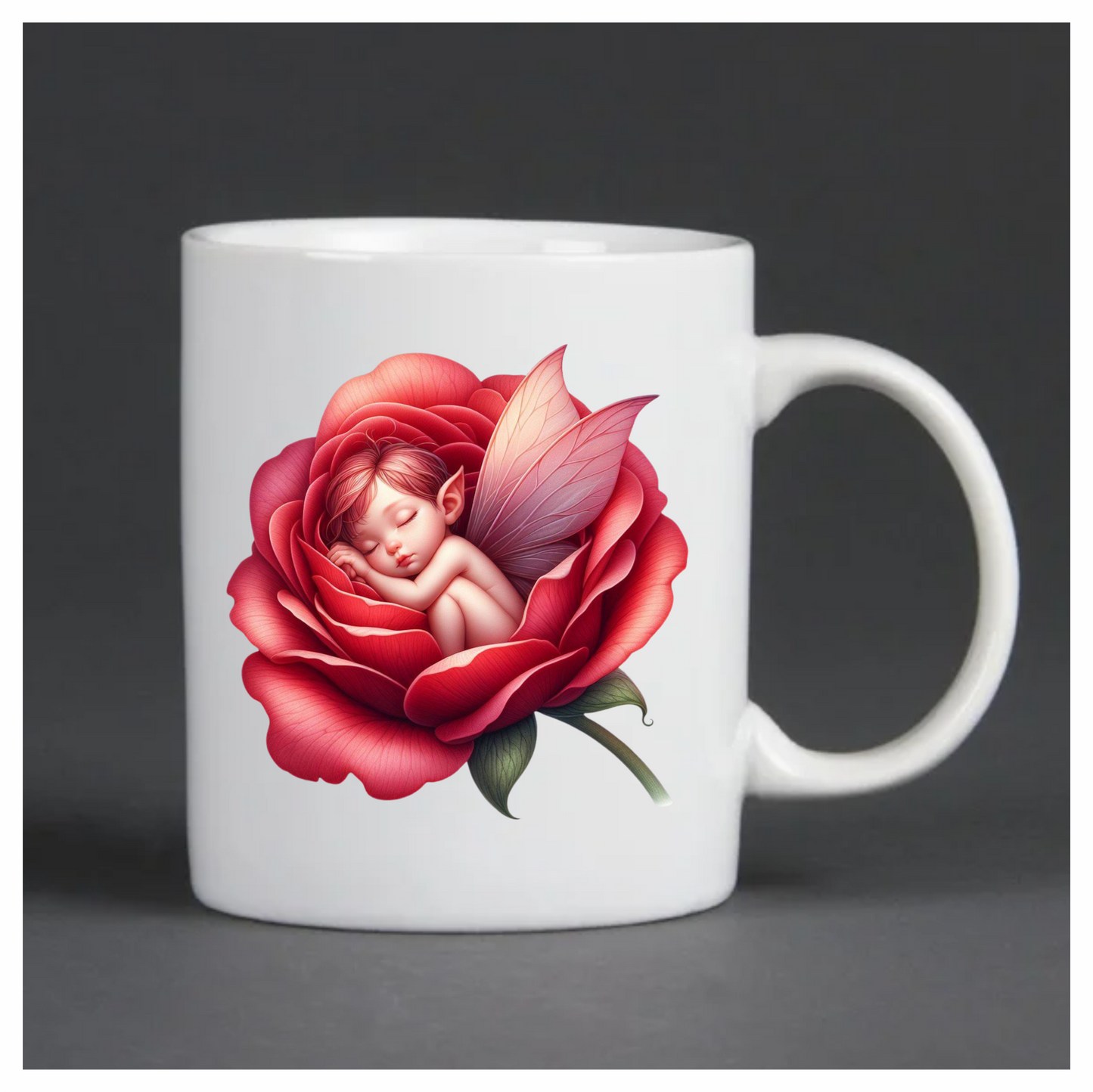 Red Fairy Baby Sleeping Rose Vinyl Sticker Decal