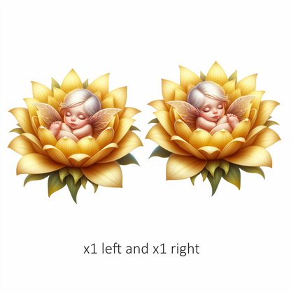 Baby Fairy Sleeping Yellow Flower Vinyl Sticker Decal