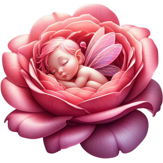 Pink Fairy Baby Sleeping Flower Vinyl Sticker Decal