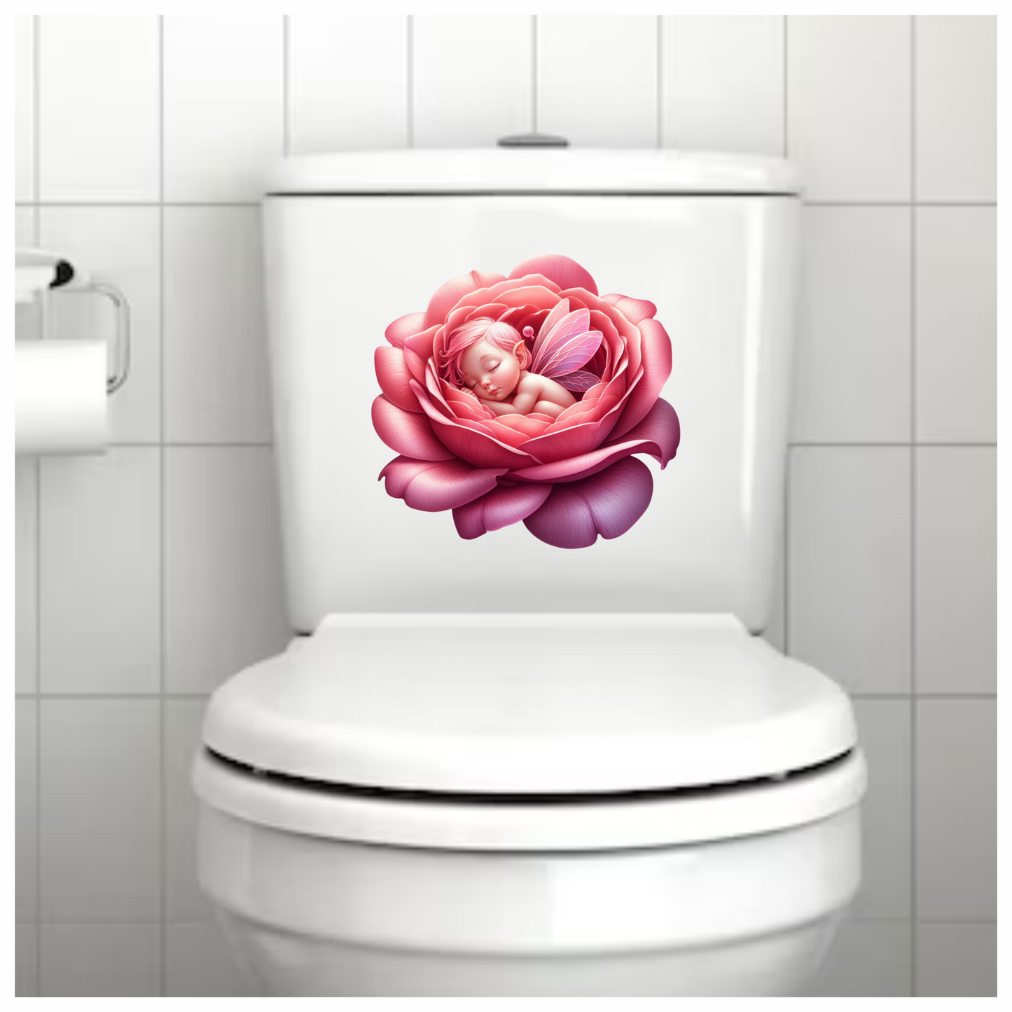 Pink Fairy Baby Sleeping Flower Vinyl Sticker Decal