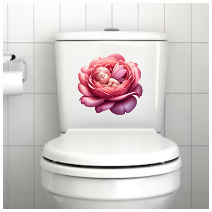 Pink Fairy Baby Sleeping Flower Vinyl Sticker Decal