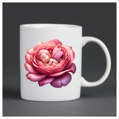 Pink Fairy Baby Sleeping Flower Vinyl Sticker Decal