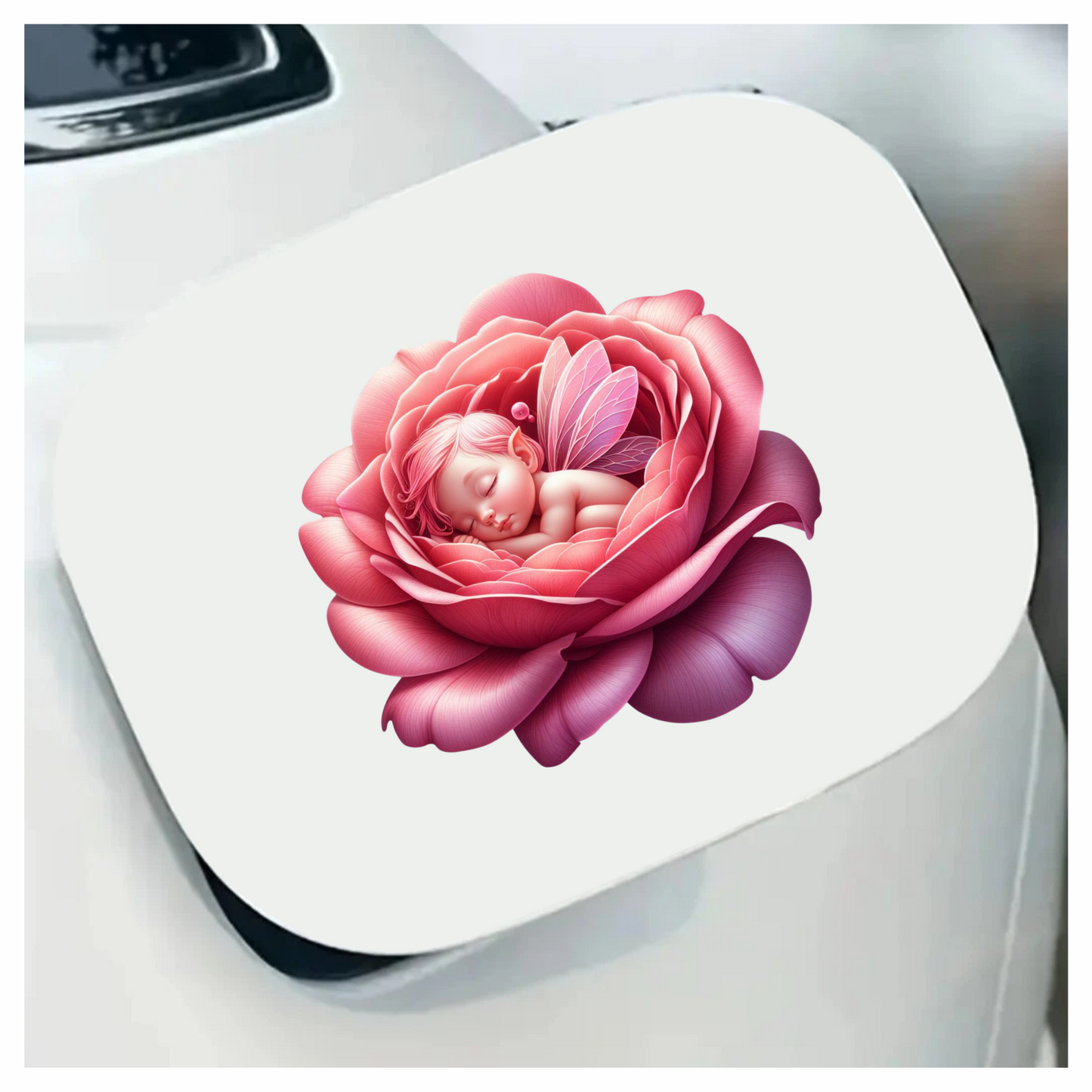 Pink Fairy Baby Sleeping Flower Vinyl Sticker Decal