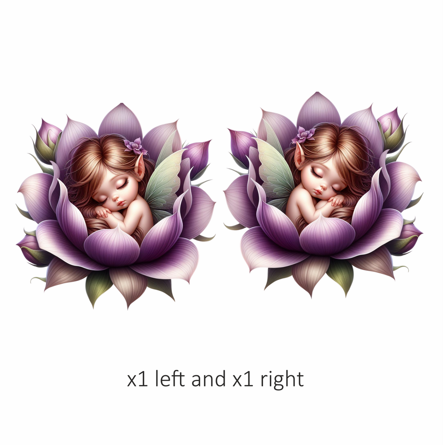 Sleeping Fairy Purple Flower Petals Vinyl Sticker Decal