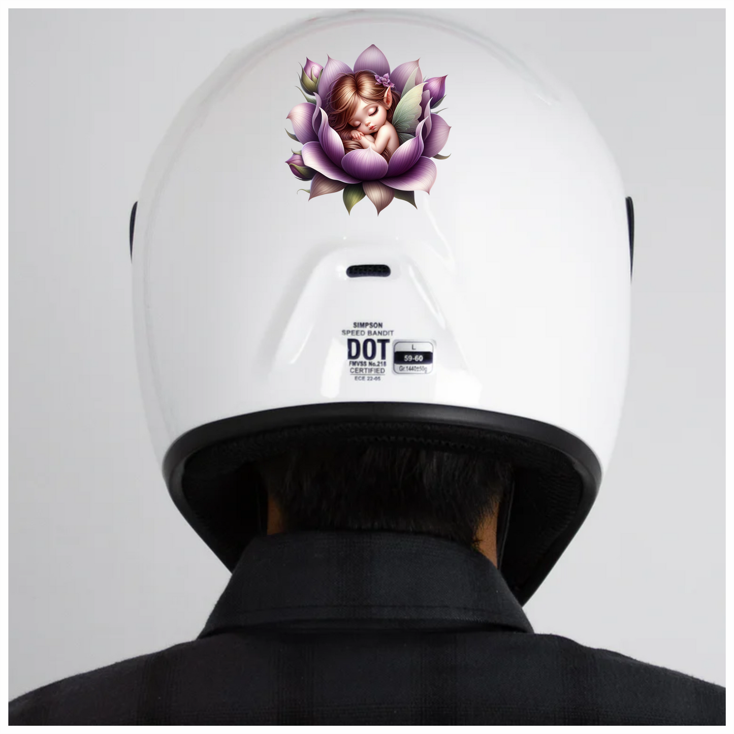 Sleeping Fairy Purple Flower Petals Vinyl Sticker Decal