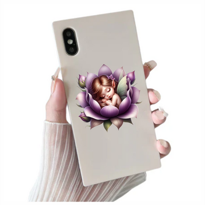 Sleeping Fairy Purple Flower Petals Vinyl Sticker Decal