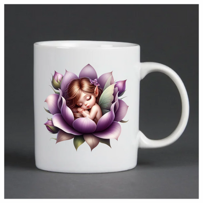 Sleeping Fairy Purple Flower Petals Vinyl Sticker Decal