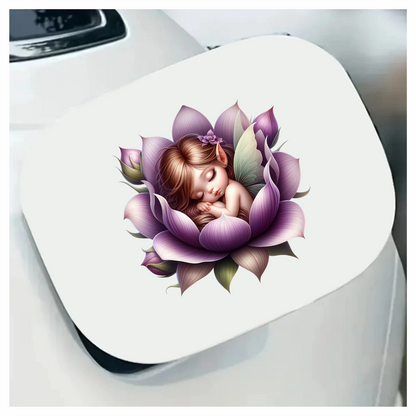 Sleeping Fairy Purple Flower Petals Vinyl Sticker Decal