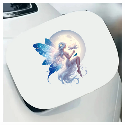 Fairy Moon White Flower Blue Wings Vinyl Sticker Decal