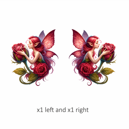 Pink Fairy Hugging Red Rose Vinyl Sticker Decal