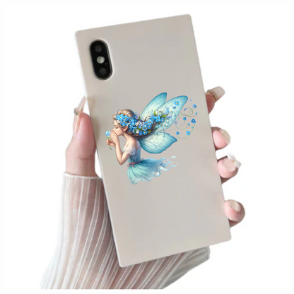 Fairy Blue Flower Wings Dress Vinyl Sticker Decal