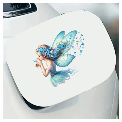 Fairy Blue Flower Wings Dress Vinyl Sticker Decal