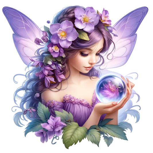 Fairy Purple Wings Flowers Crystal Vinyl Sticker Decal