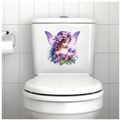 Fairy Purple Wings Flowers Crystal Vinyl Sticker Decal