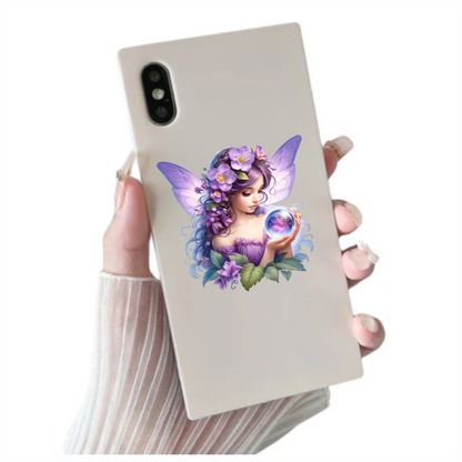 Fairy Purple Wings Flowers Crystal Vinyl Sticker Decal