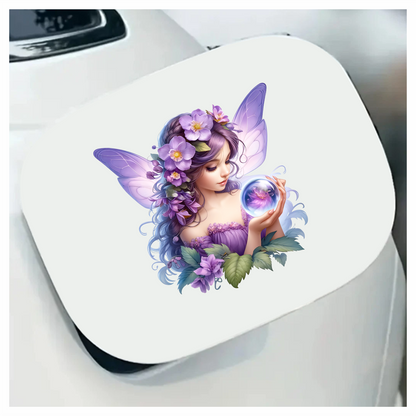 Fairy Purple Wings Flowers Crystal Vinyl Sticker Decal