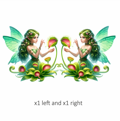 Green Fairy With Venus Flytraps Vinyl Sticker Decal