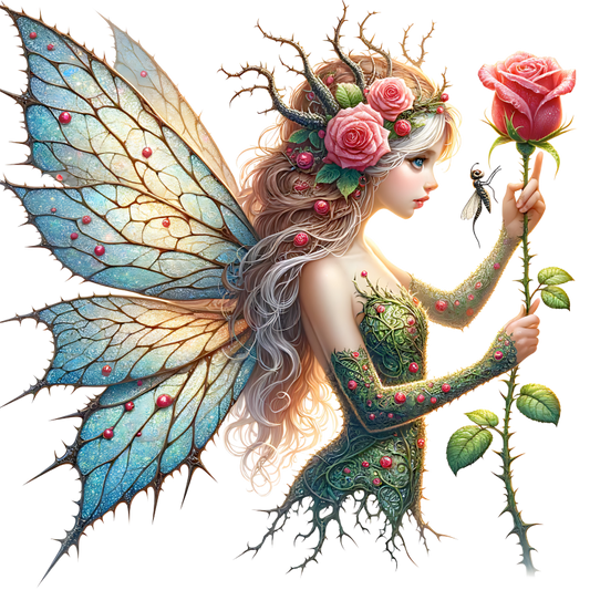 Fairy Green Blue Wings Rose Vinyl Sticker Decal