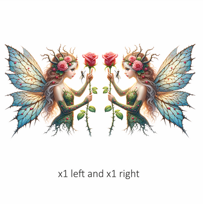 Fairy Green Blue Wings Rose Vinyl Sticker Decal