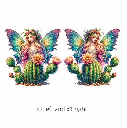 Fairy Rainbow Wings Cactus Flowers Vinyl Sticker Decal