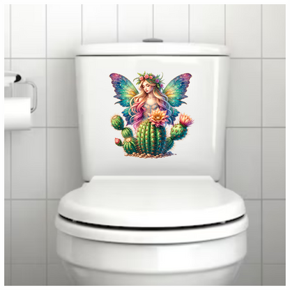 Fairy Rainbow Wings Cactus Flowers Vinyl Sticker Decal
