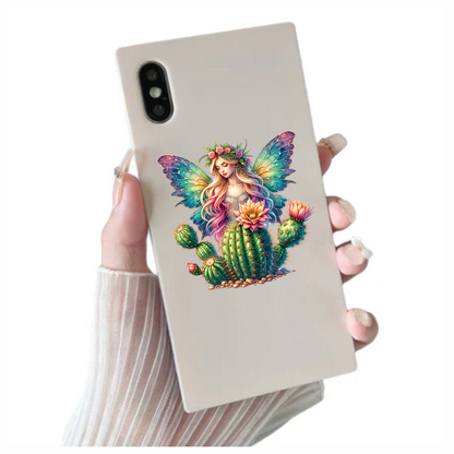 Fairy Rainbow Wings Cactus Flowers Vinyl Sticker Decal