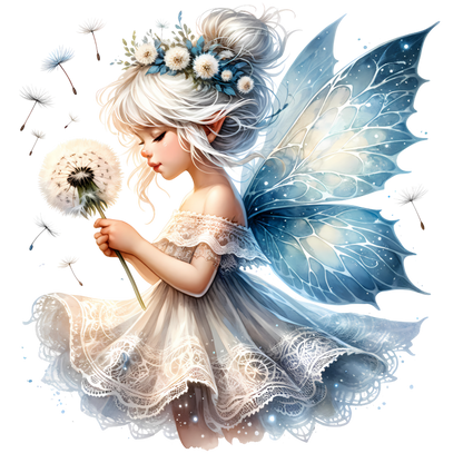Fairy White Blue Flower Dandelion Dress Vinyl Sticker Decal