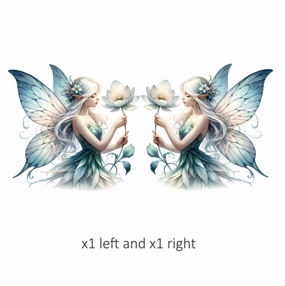 Fairy White Wings Flower Blue Vinyl Sticker Decal