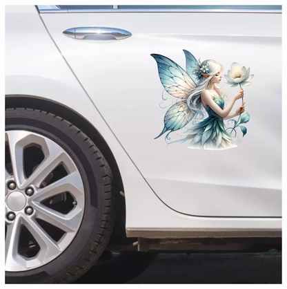 Fairy White Wings Flower Blue Vinyl Sticker Decal