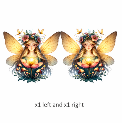 Fairy Golden Wings Flowers Mushrooms Butterflies Vinyl Sticker Decal