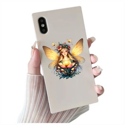 Fairy Golden Wings Flowers Mushrooms Butterflies Vinyl Sticker Decal