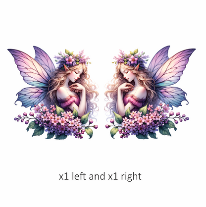 Fairy Pink Flowers Purple Wings Vinyl Sticker Decal