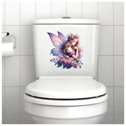 Fairy Pink Flowers Purple Wings Vinyl Sticker Decal