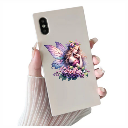 Fairy Pink Flowers Purple Wings Vinyl Sticker Decal