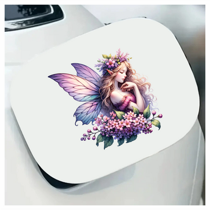 Fairy Pink Flowers Purple Wings Vinyl Sticker Decal