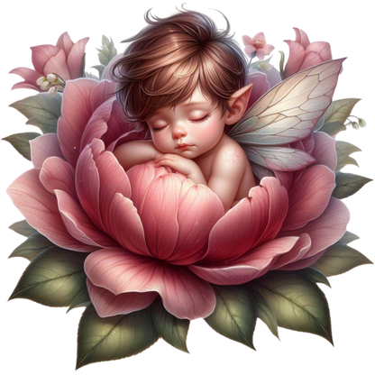 Fairy Baby Pink Flower Leaves Vinyl Sticker Decal