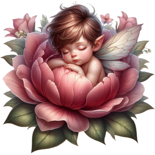 Fairy Baby Pink Flower Leaves Vinyl Sticker Decal
