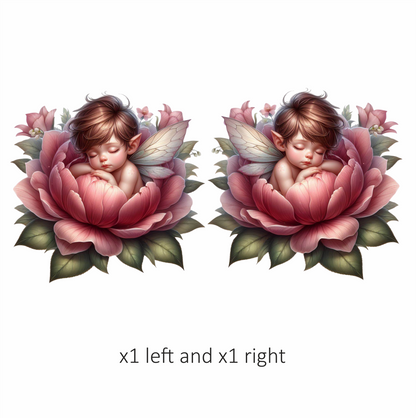 Fairy Baby Pink Flower Leaves Vinyl Sticker Decal