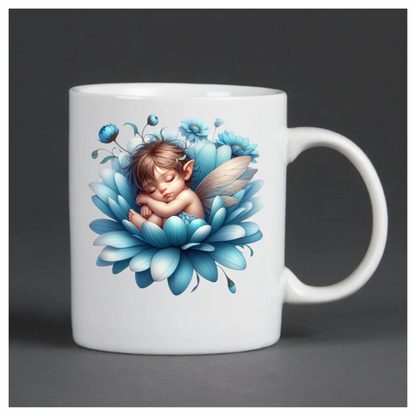Blue Fairy Baby Sleeping Flower Vinyl Sticker Decal