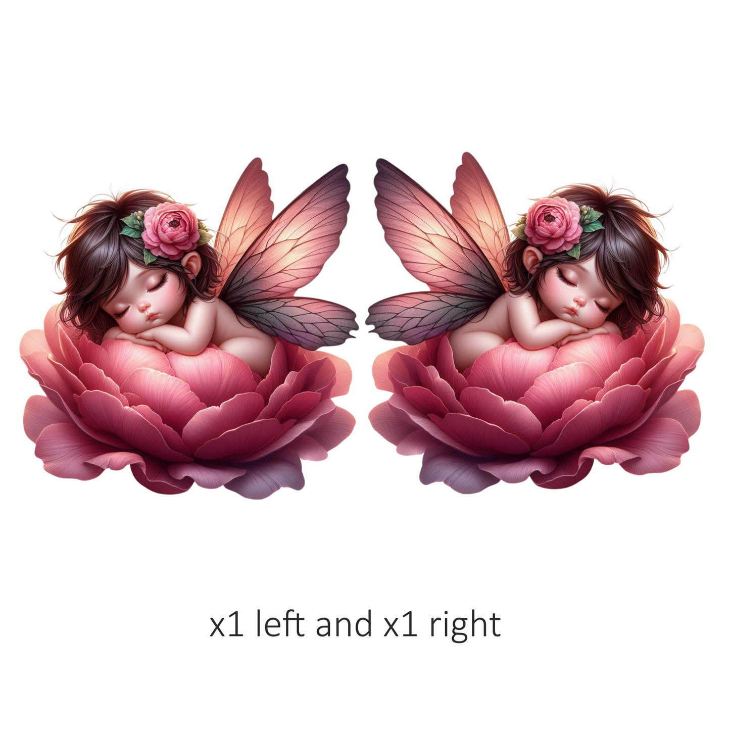 Sleeping Baby Fairy Pink Flower Vinyl Sticker Decal